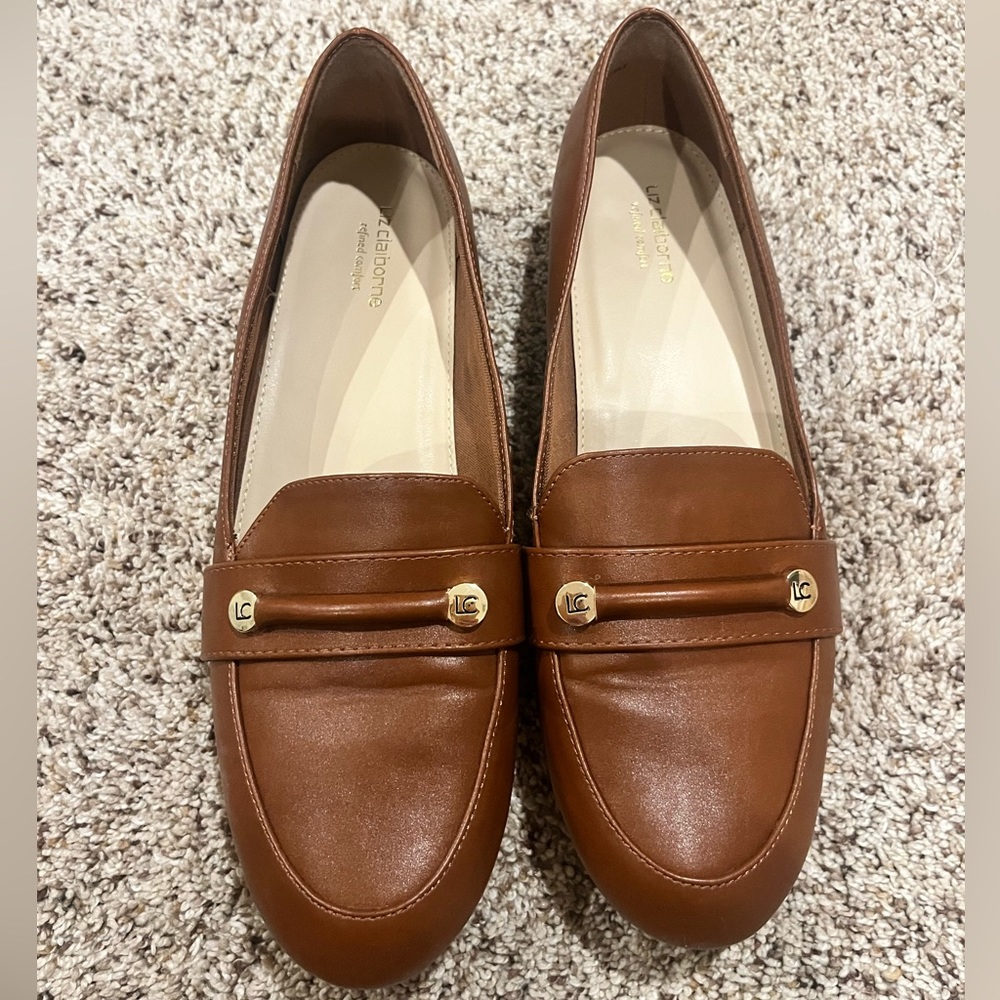 Brown leather loafers